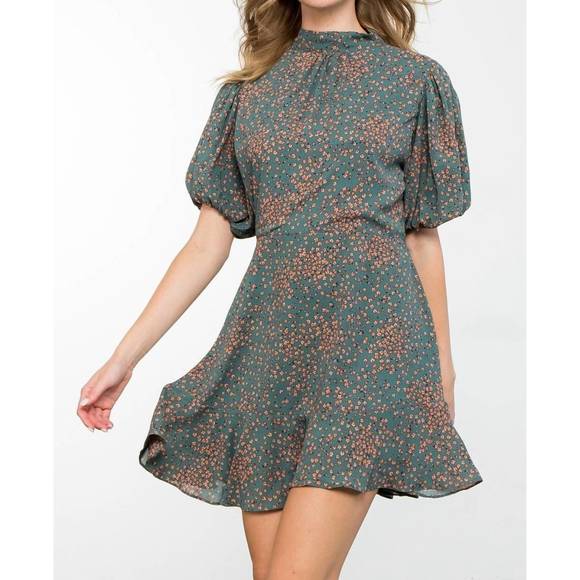 THML Dresses & Skirts - NEW THML ditsy flower dress in teal rose